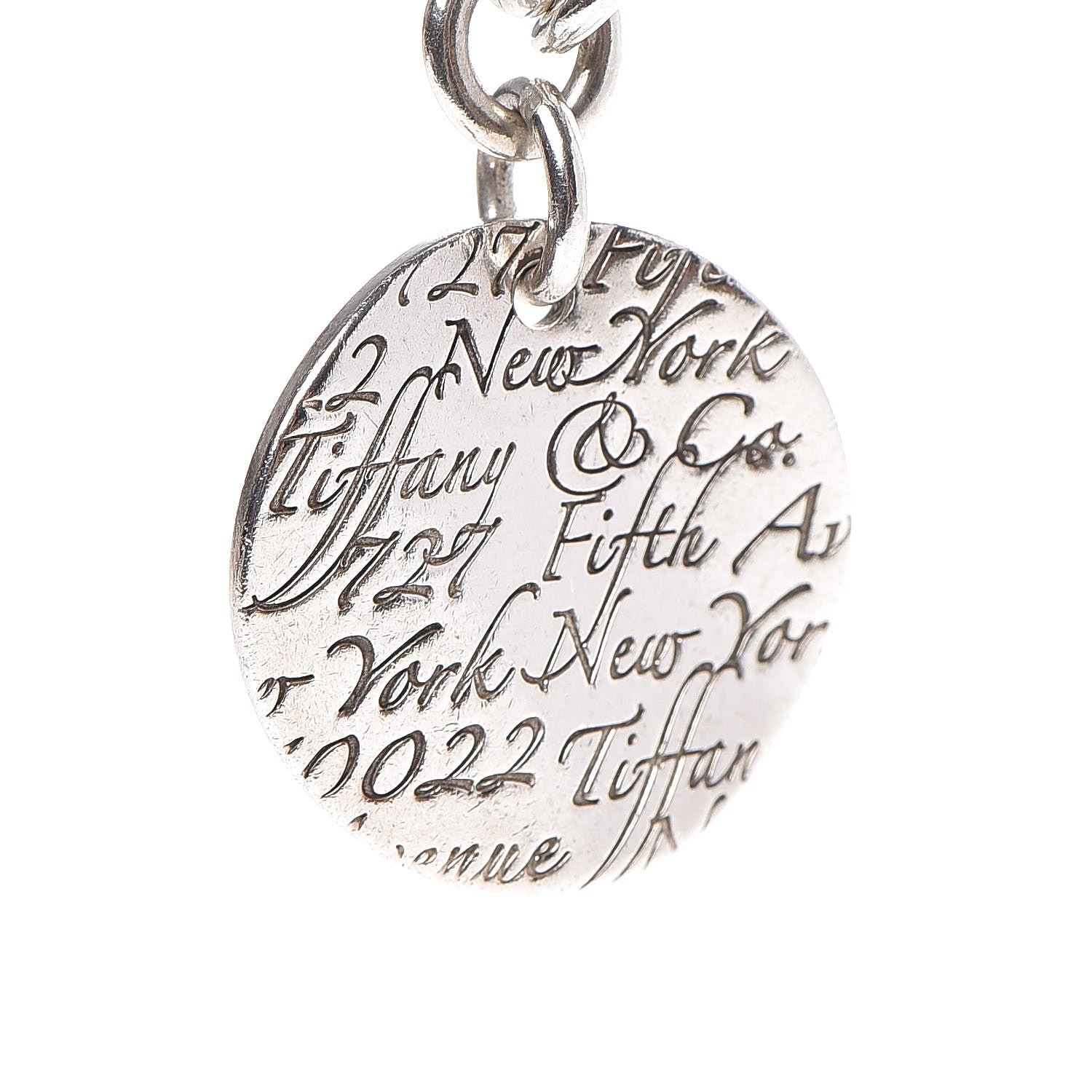 Tiffany Sterling Silver Notes Round Tag Charm Bracelet 4 of 7