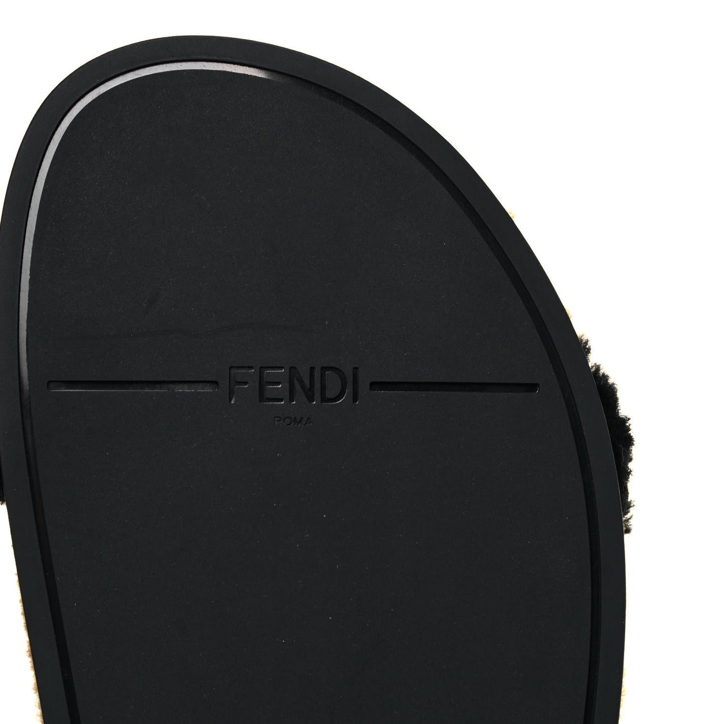 Shearling FF Fendi Feel Sandals 40.5 Tobacco Black