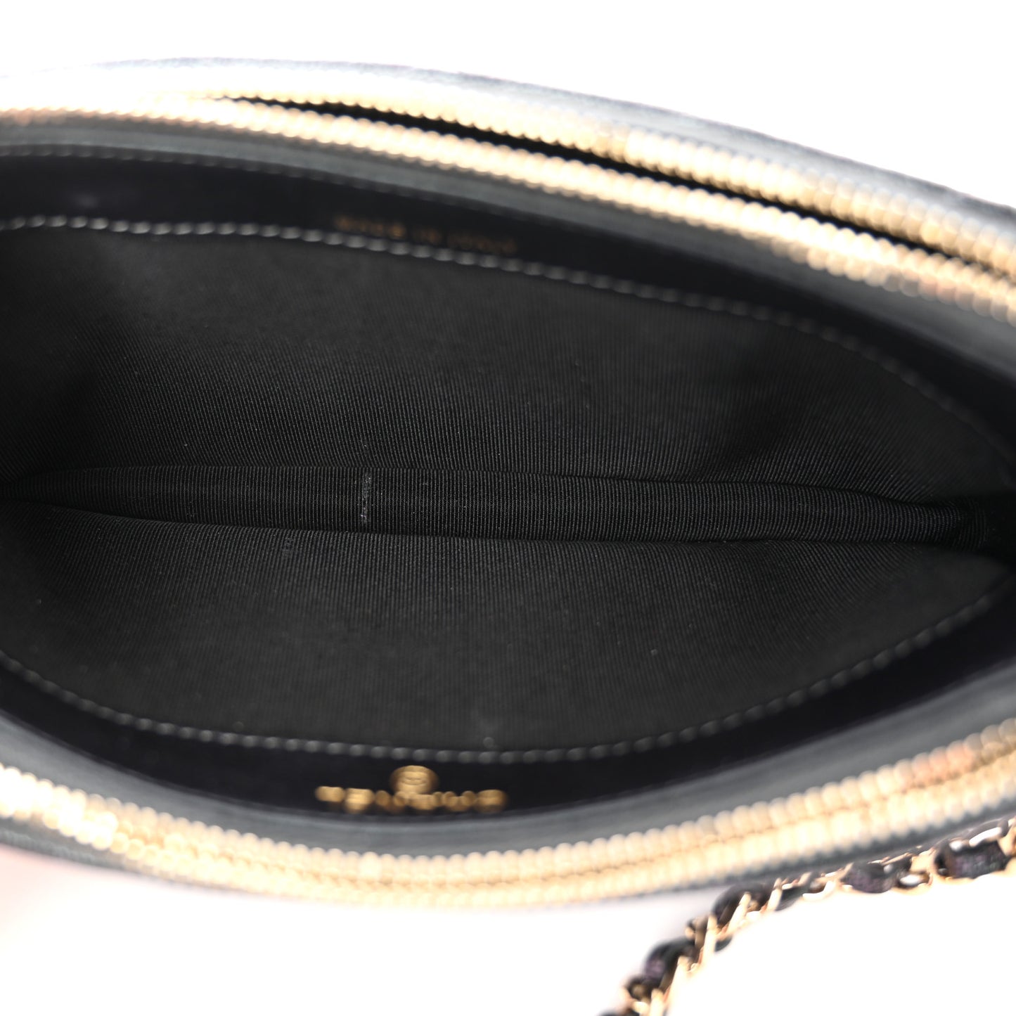 Iridescent Caviar Quilted Small Clutch With Chain Black