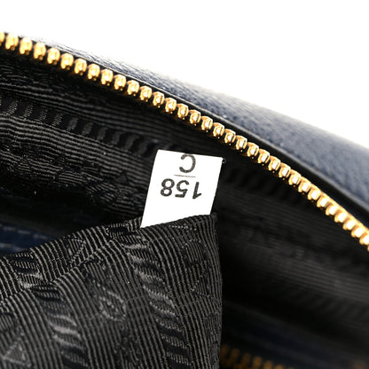 Prada Glace Calfskin Embossed Logo Camera Bag Navy Blue 7 of 12