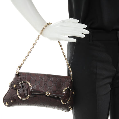 Gucci Guccissima Small Horsebit Chain Clutch Chocolate 2 of 7