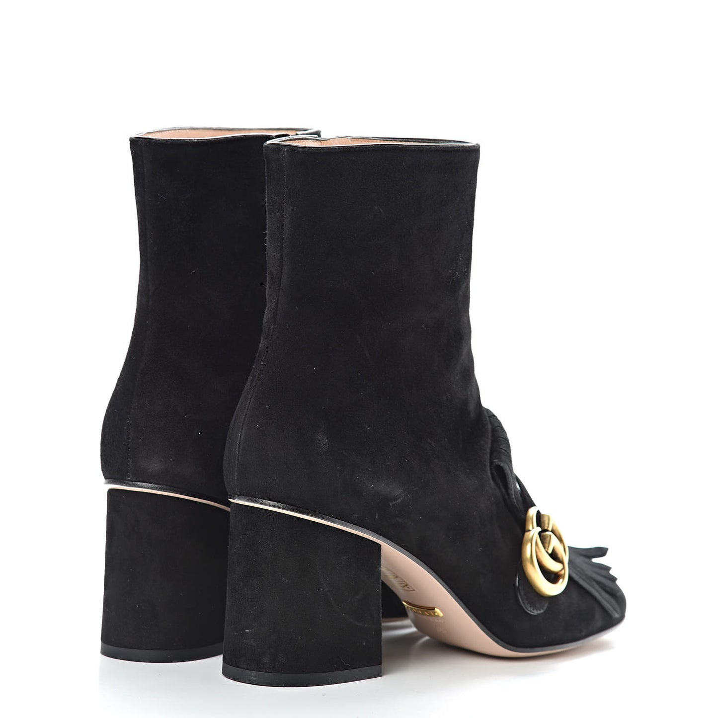 Kid Scamosciato GG Marmont Fringe 75mm Ankle Boots 38 Black