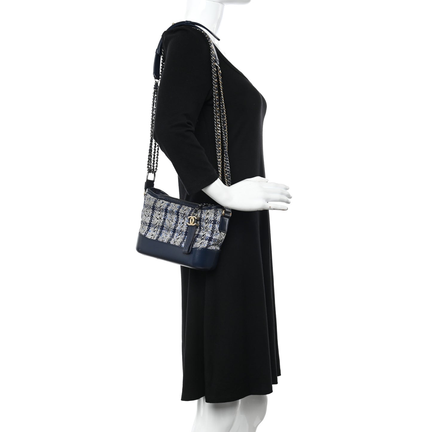 Tweed Calfskin Small Gabrielle Hobo Blue