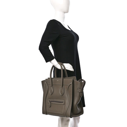 Celine Drummed Calfskin Mini Luggage Souris 2 of 13