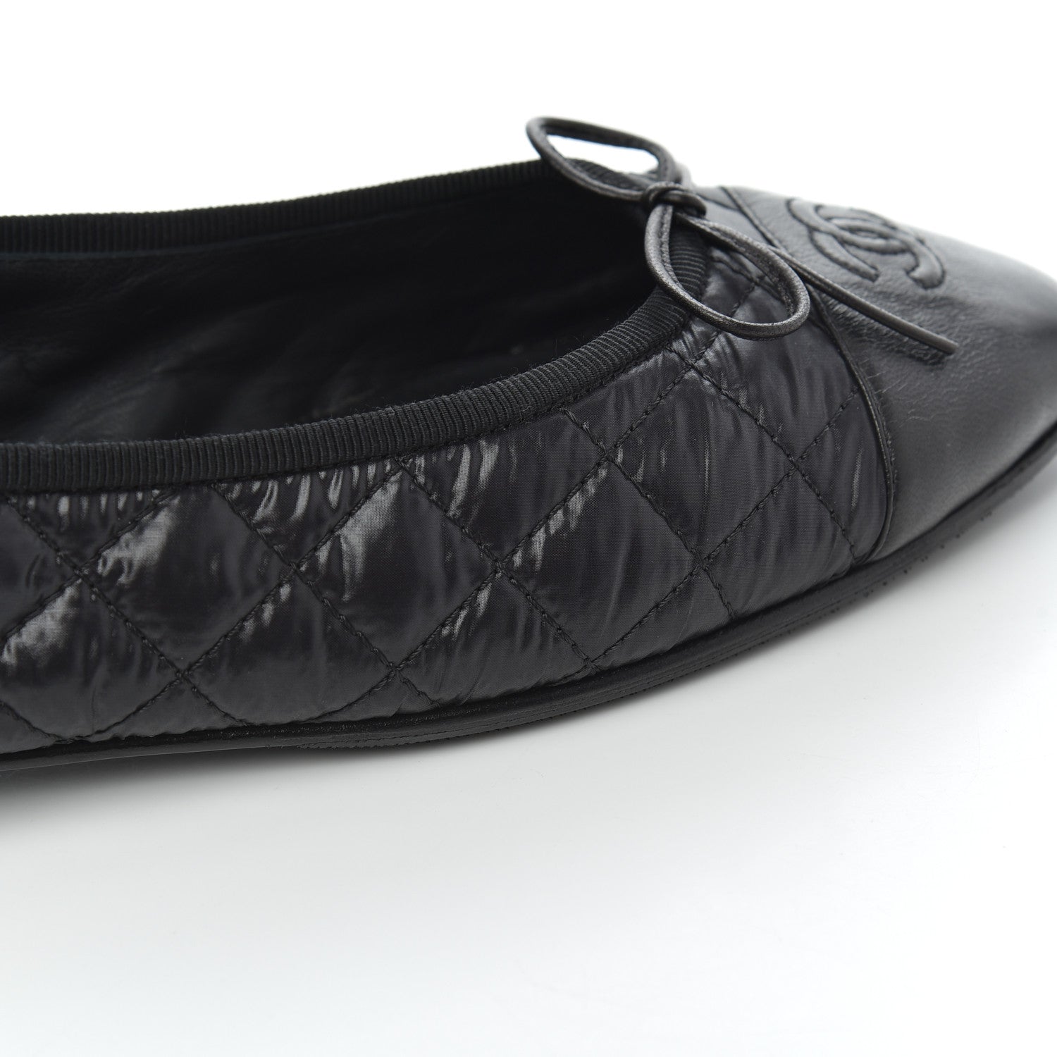 Chanel Nylon Quilted Cap Toe Ballerina Flats 41 Black 20 of 21