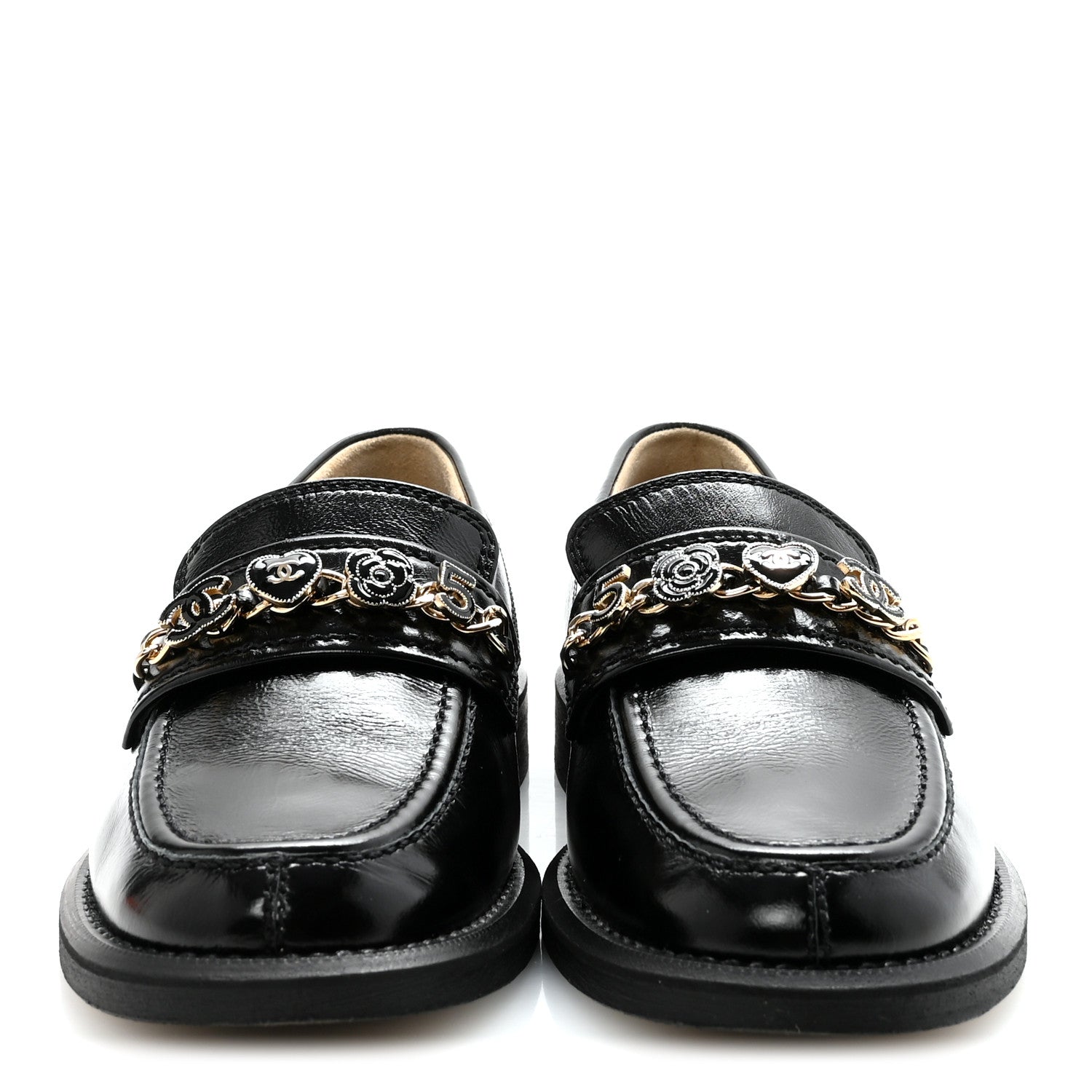 Chanel Calfskin Enamel Charms Mocassin Loafers 35.5 Black 3 of 9