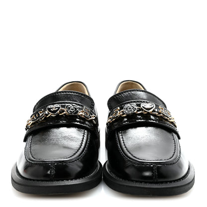 Chanel Calfskin Enamel Charms Mocassin Loafers 35.5 Black 3 of 9