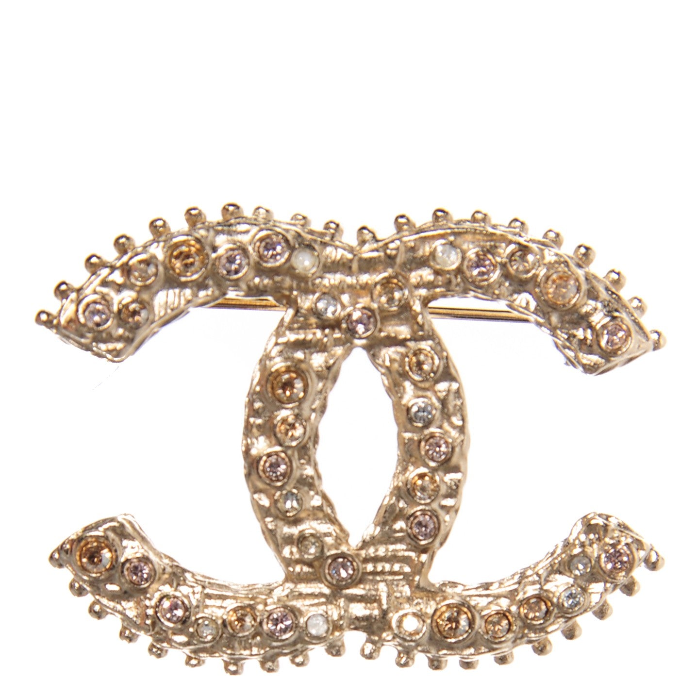 Crystal CC Brooch Light Gold