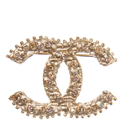 Chanel Crystal CC Brooch Light Gold 1 of 5