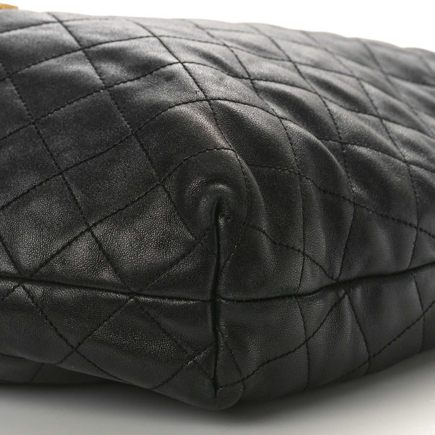 Lambskin Quilted Maxi Icare Shopping Tote Black