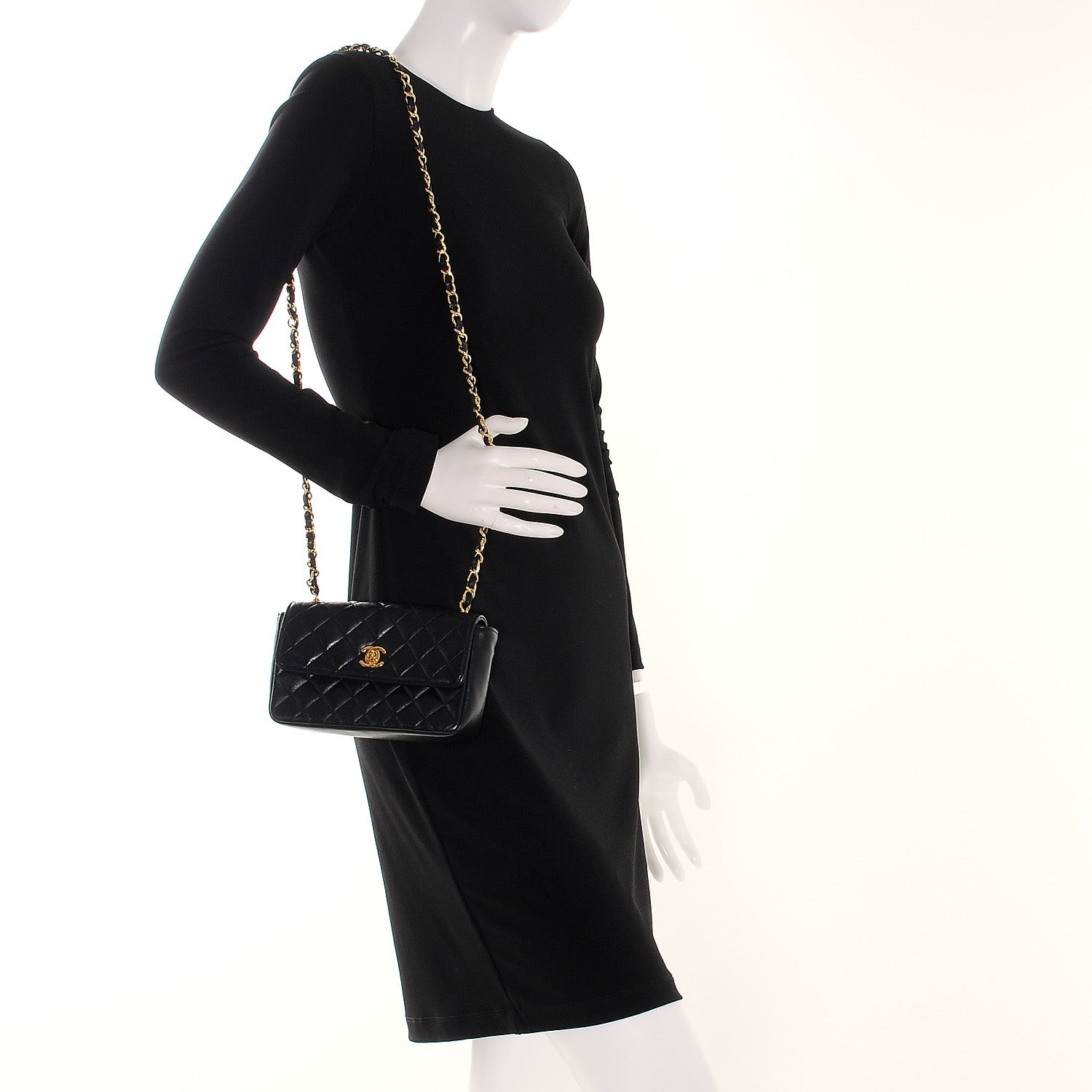 Chanel Lambskin Quilted Mini Rectangular Flap Black 2 of 8
