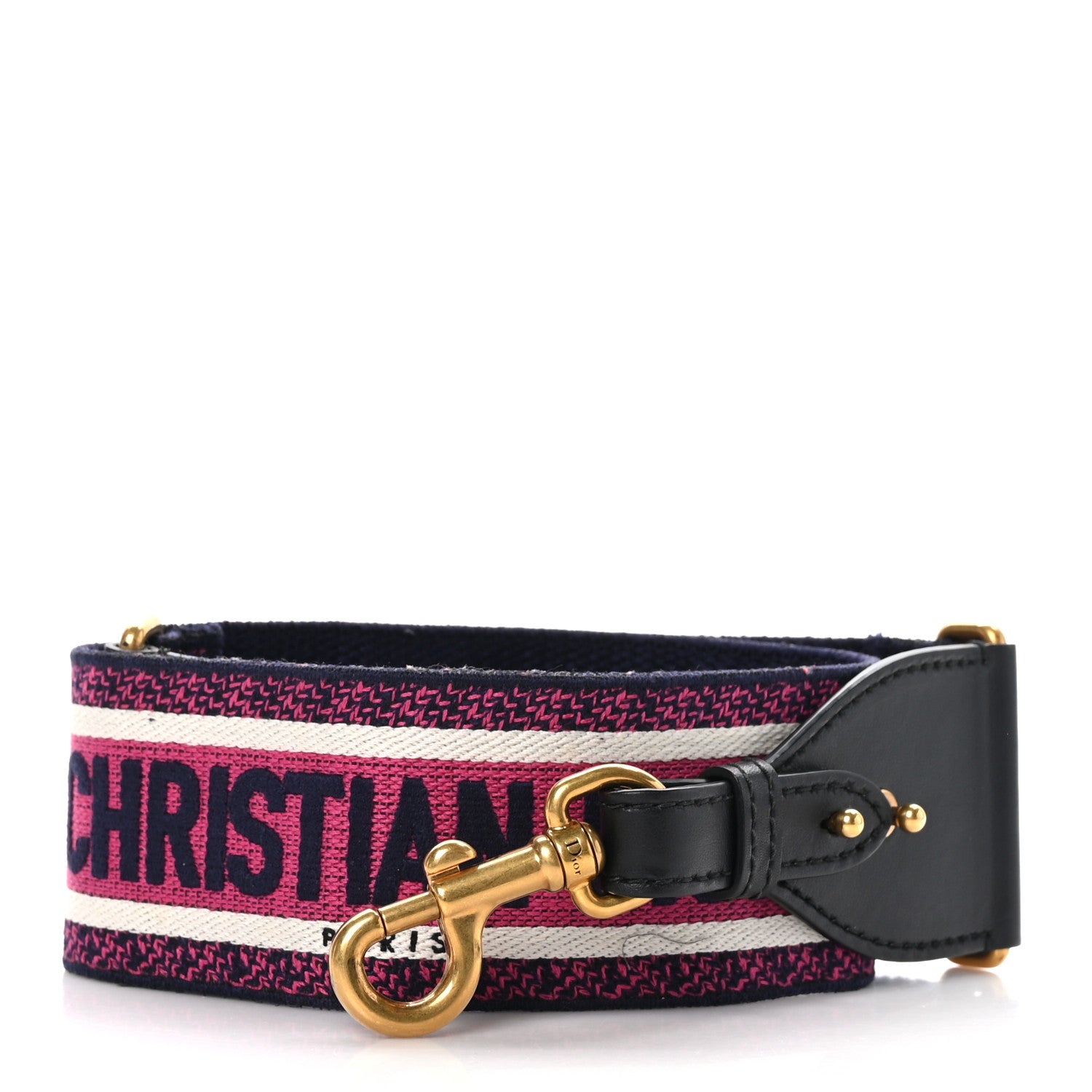 Christian Dior Canvas Embroidered Shoulder Strap Fuchsia Bleu 1 of 4