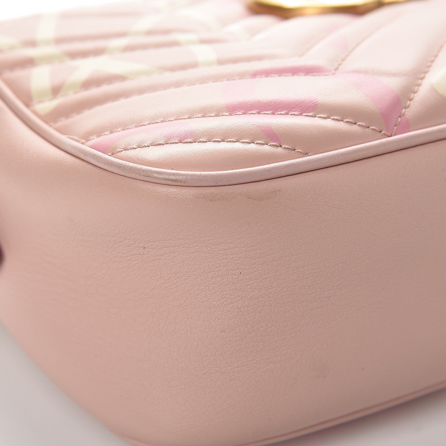 Gucci Calfskin Matelasse GucciGhost Small GG Marmont Chain Shoulder Bag Perfect Pink Rosa Ivory 11 of 12