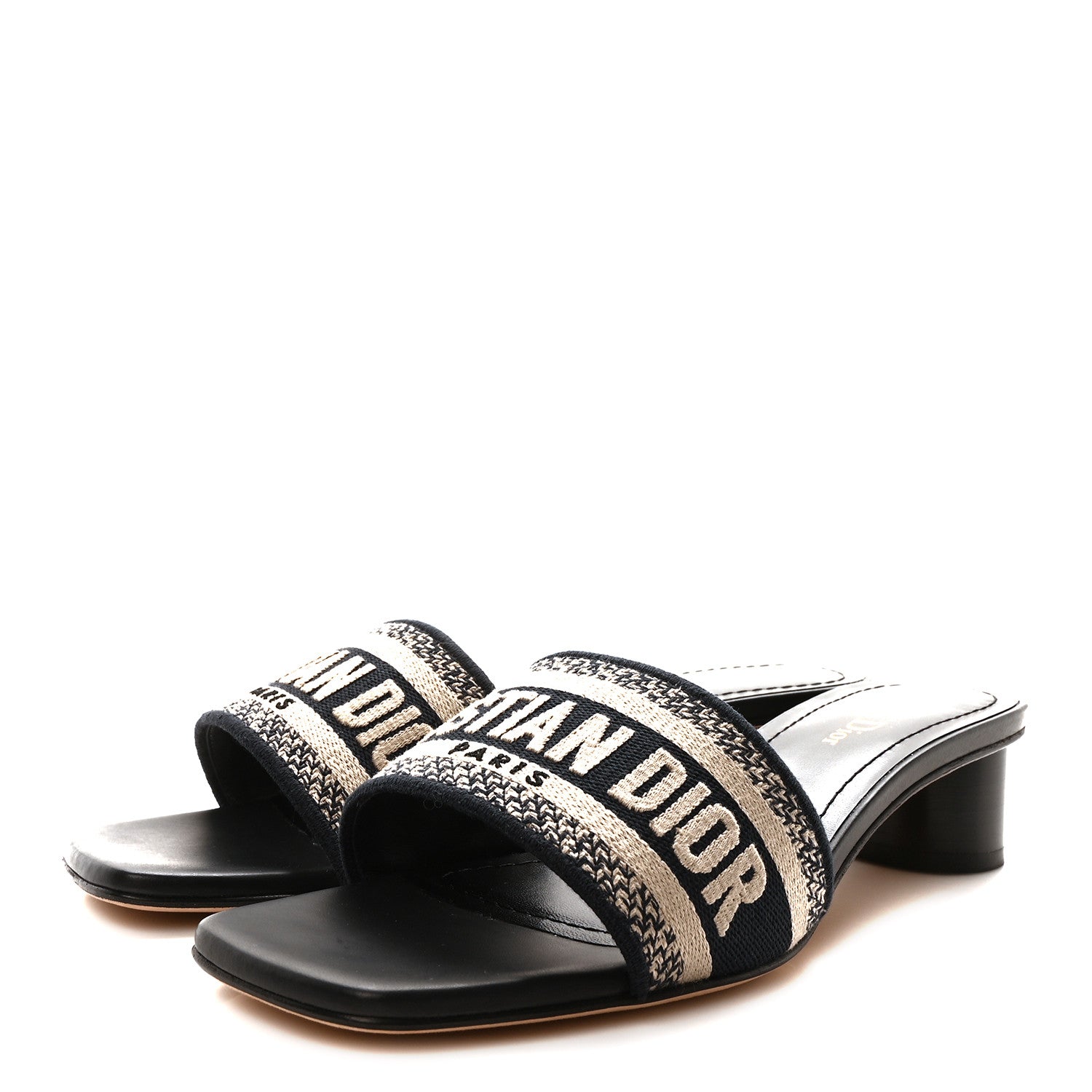 Christian Dior Cotton Embroidered Dway 40mm Slide Sandals 37.5 Deep Blue 4 of 9
