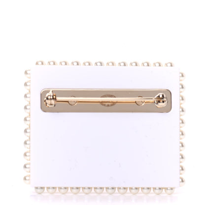 Chanel Resin Pearl Letter Brooch Black White Blue Red 3 of 5