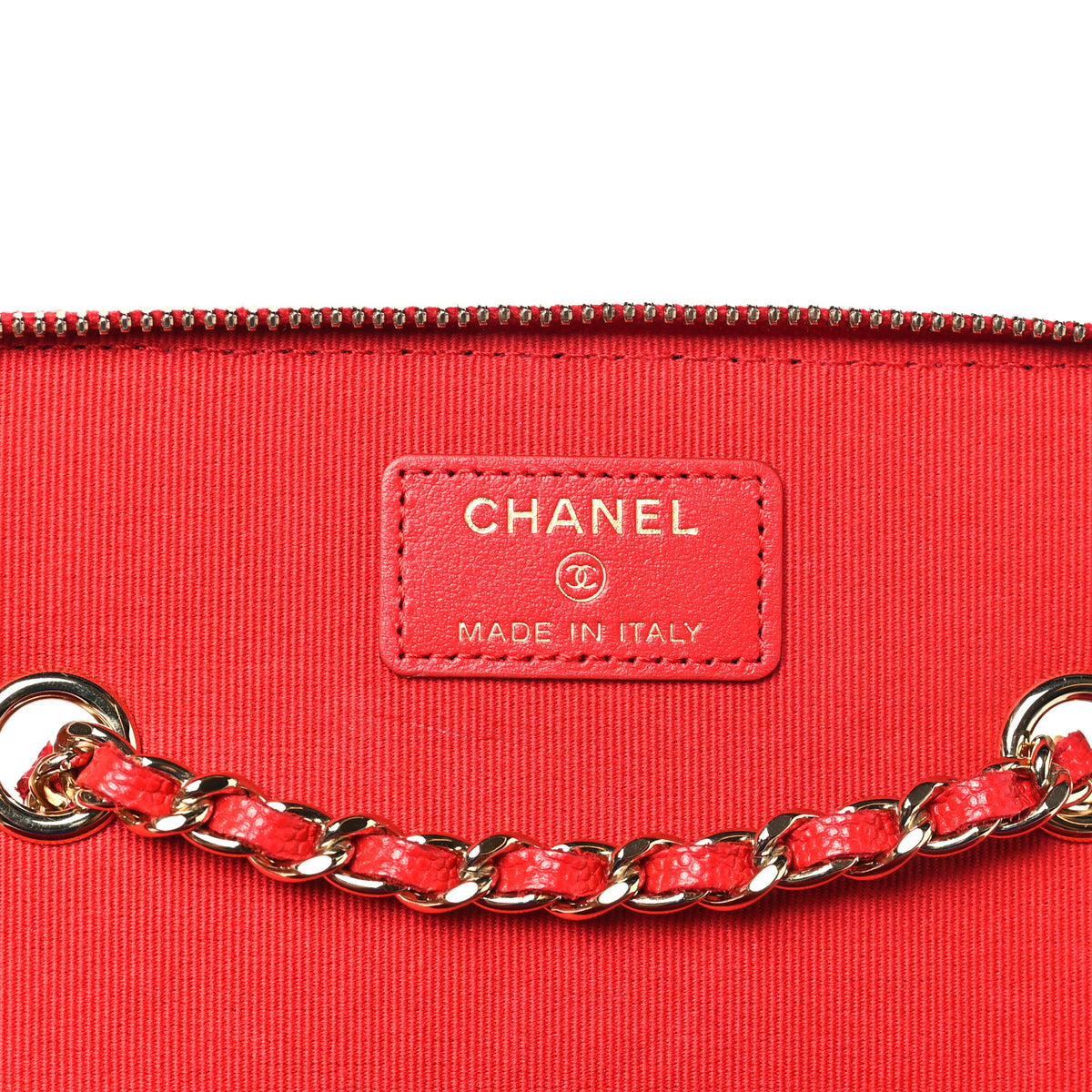 Chanel Caviar Quilted Small Vanity Case With Chain Red 6 of 11