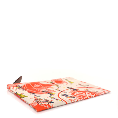 Hermes Technical Silk Ex-Libris Les Parisiennes Silky Pocket Cosmetic Case Geranium Nata Gold 4 of 8
