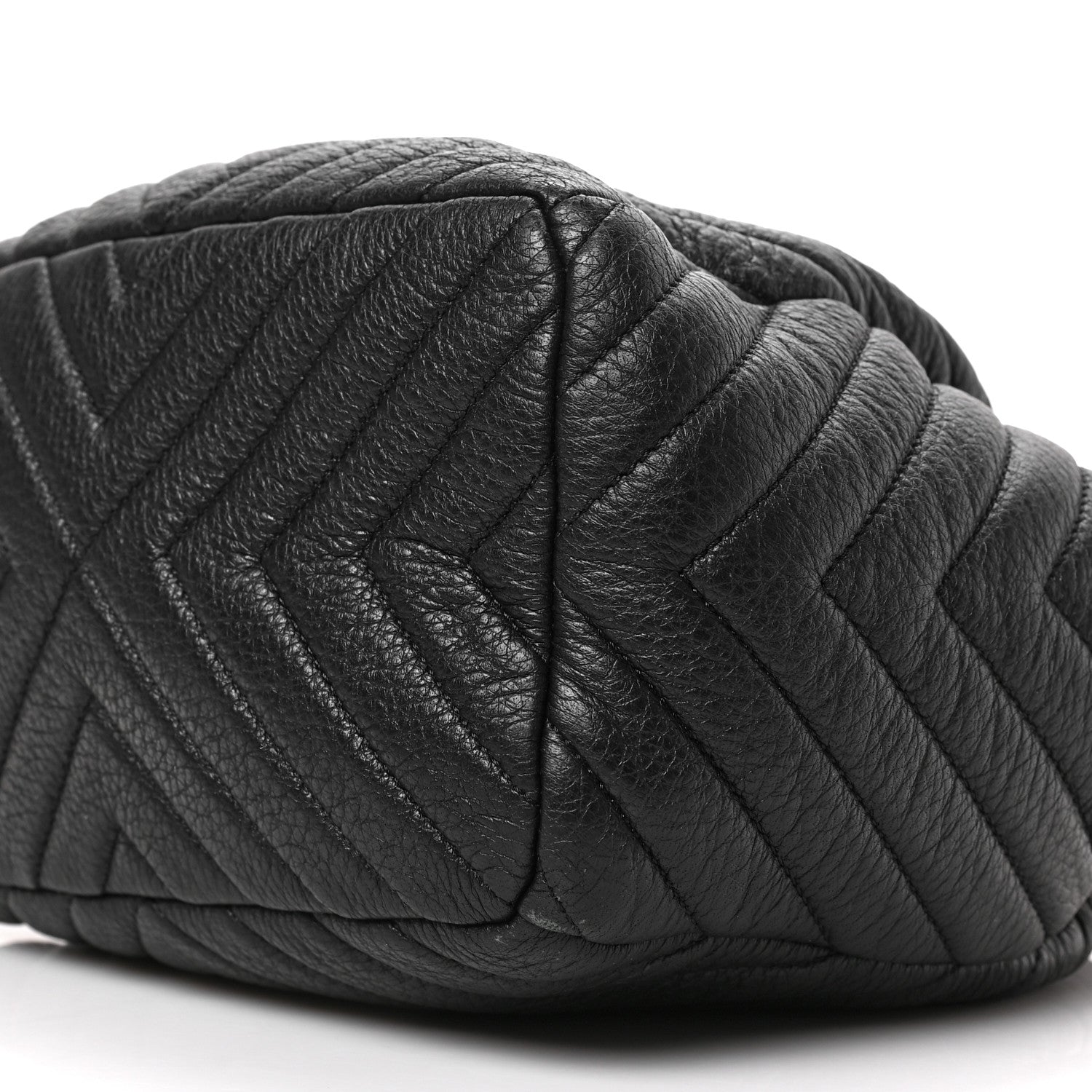 Chanel Deerskin Chevron Small CC Chain Bucket Drawstring Bag Black 8 of 8