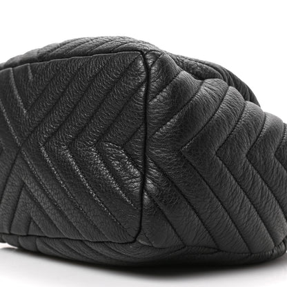 Chanel Deerskin Chevron Small CC Chain Bucket Drawstring Bag Black 8 of 8