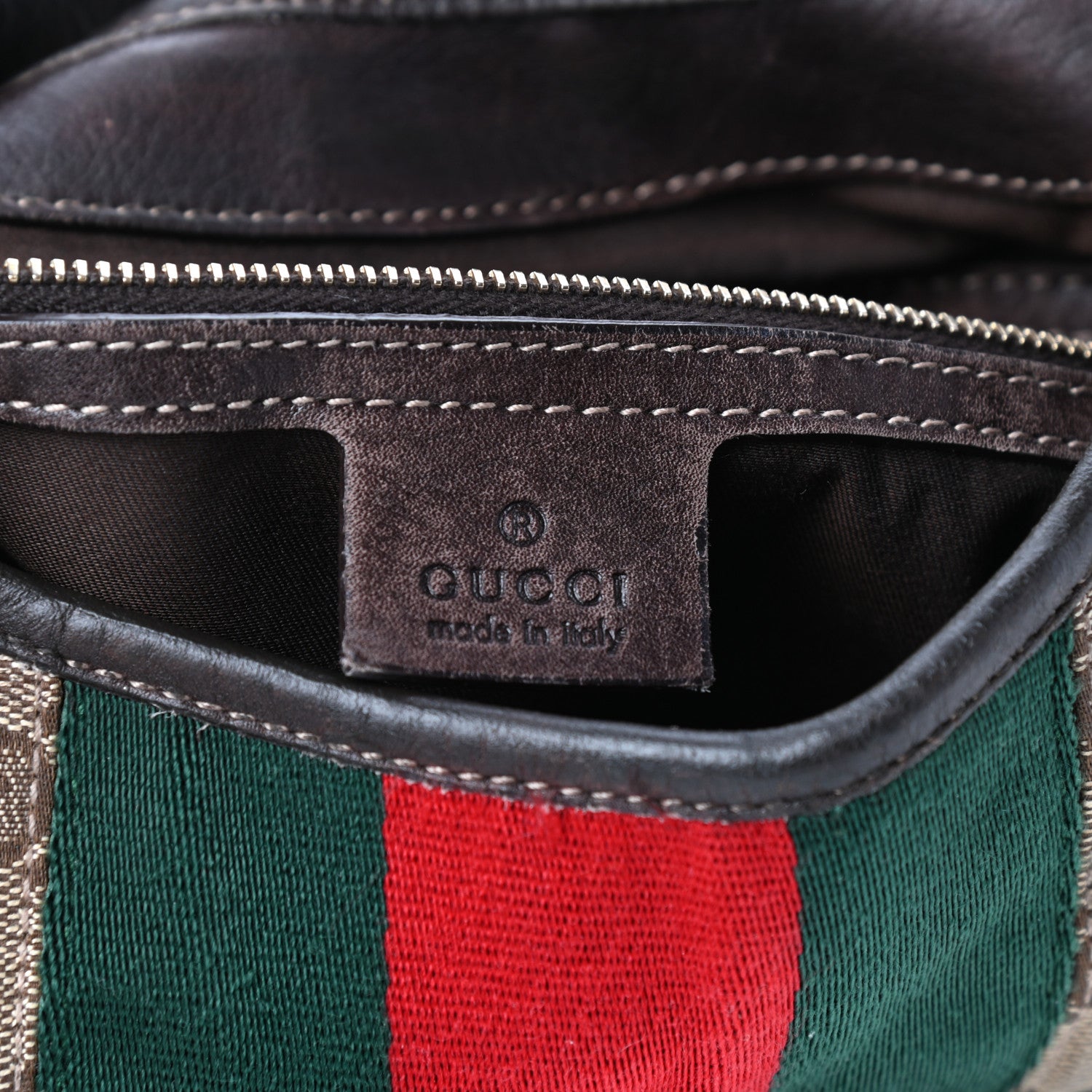 Gucci Monogram Web Jackie O Bouvier Hobo Dark Brown 6 of 9