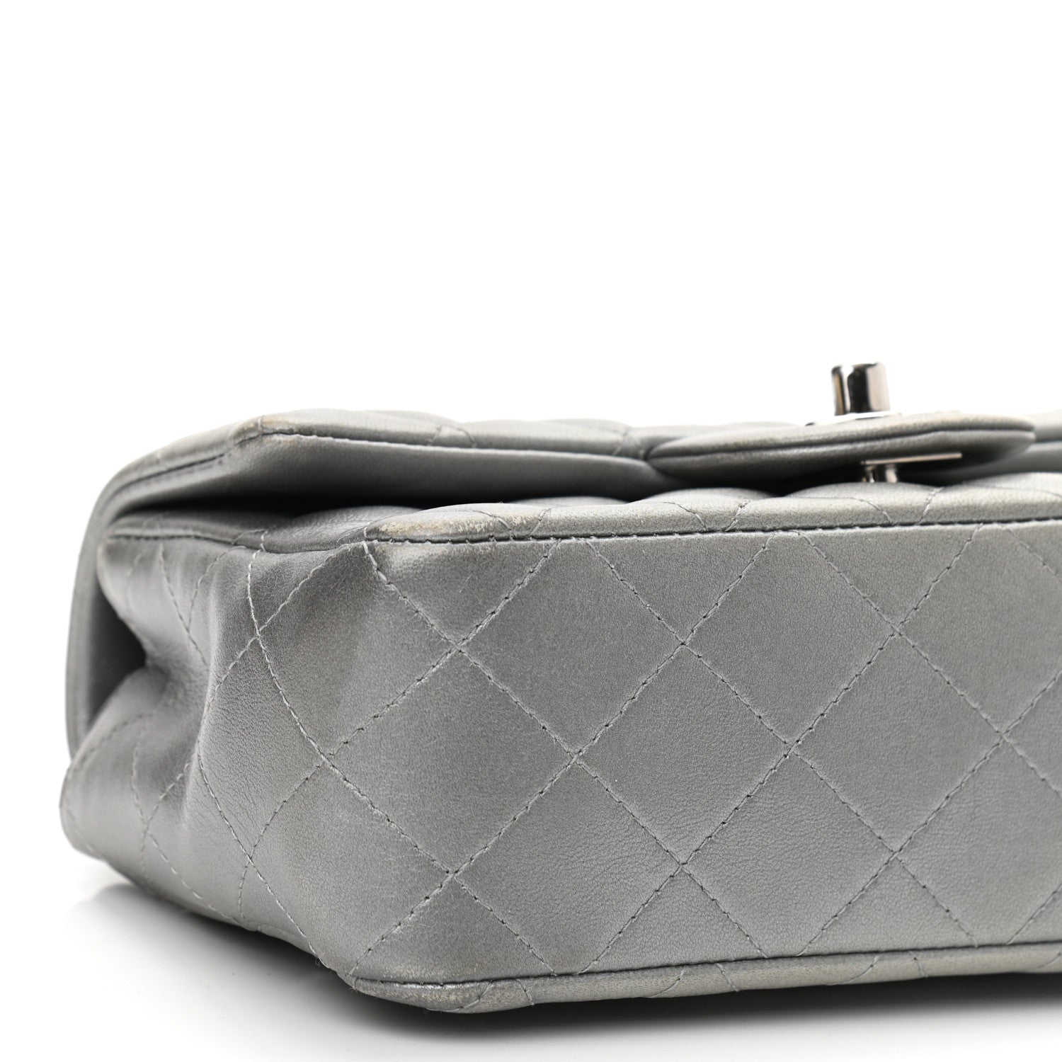 Chanel Metallic Lambskin Quilted Mini Rectangular Flap Silver 9 of 14
