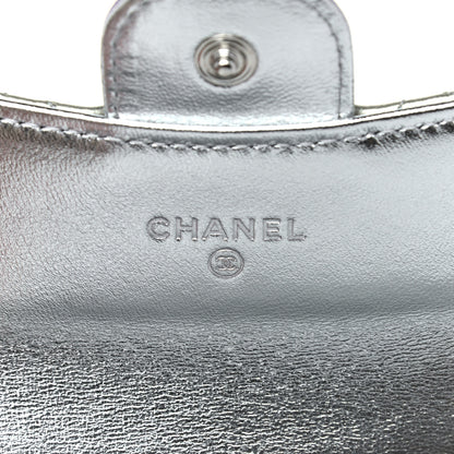 Chanel Gradient Metallic Calfskin Quilted Flap Card Holder Wallet Silver Blue Yellow Purple 6 of 9