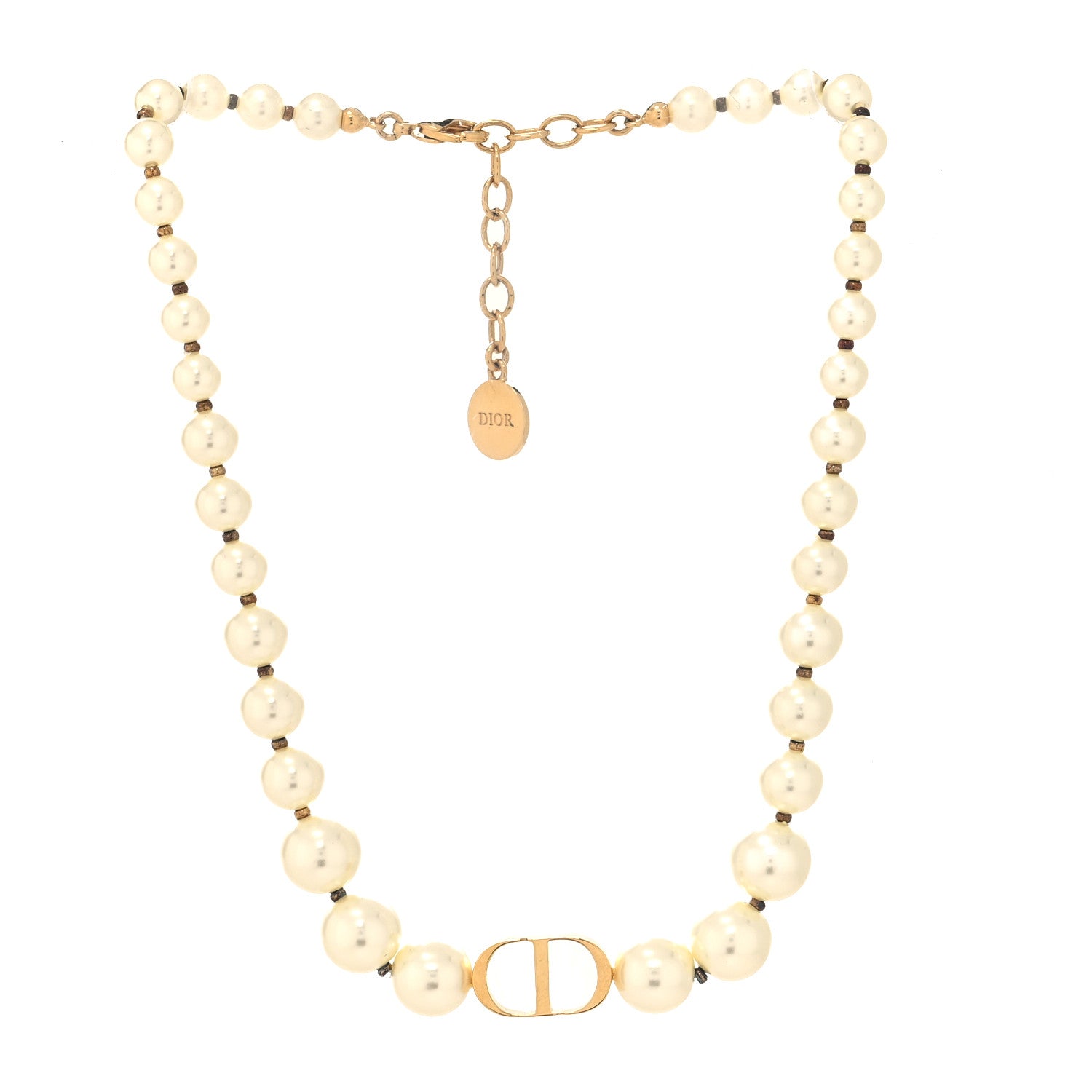 Christian Dior Pearl 30 Montaigne Choker Necklace Gold 1248579