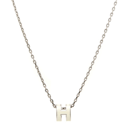 Hermes Lacquered Palladium Mini Pop H Pendant Necklace White 1 of 6