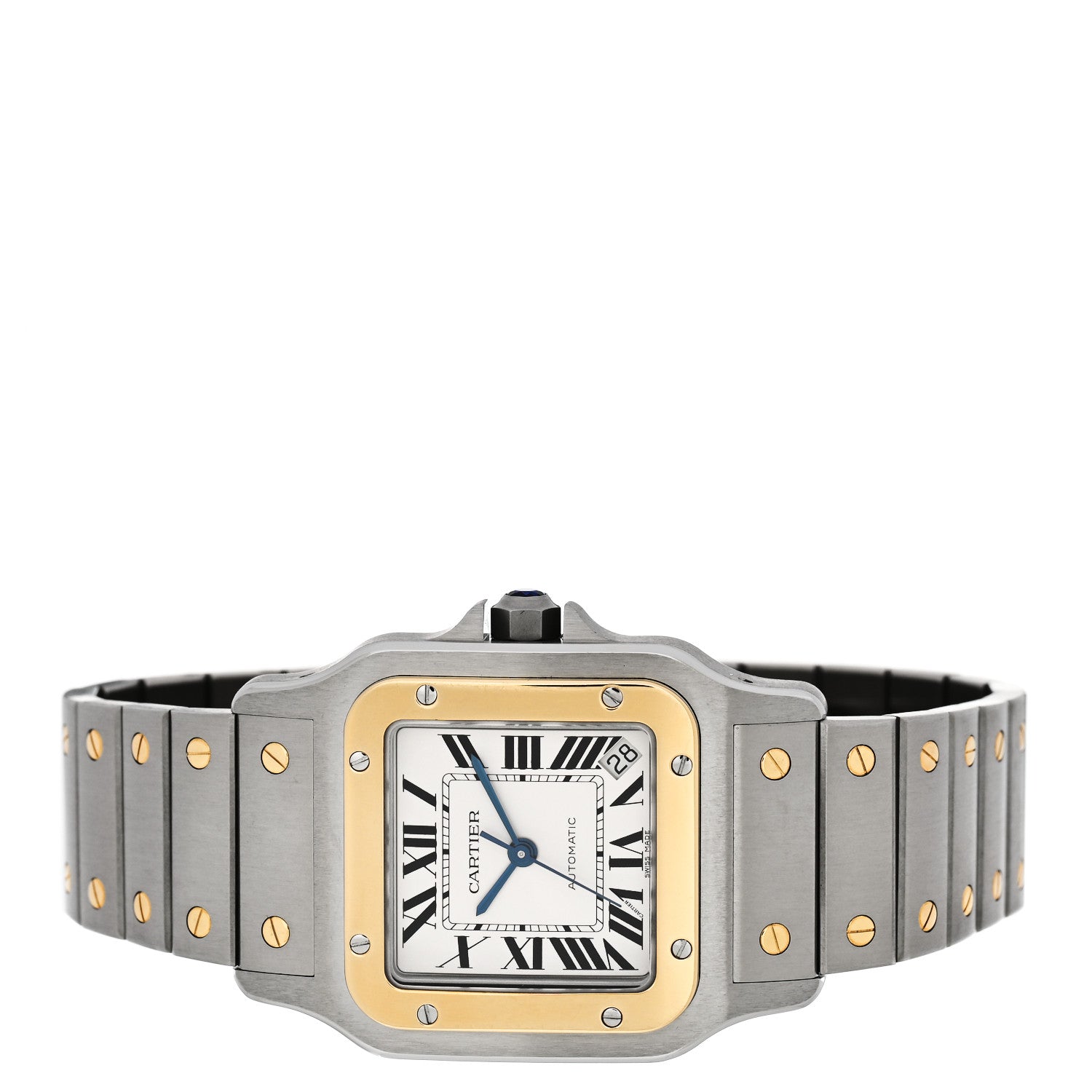 Cartier Stainless Steel 18K Yellow Gold 32mm Santos De Cartier Galbee Automatic Watch 2 of 5
