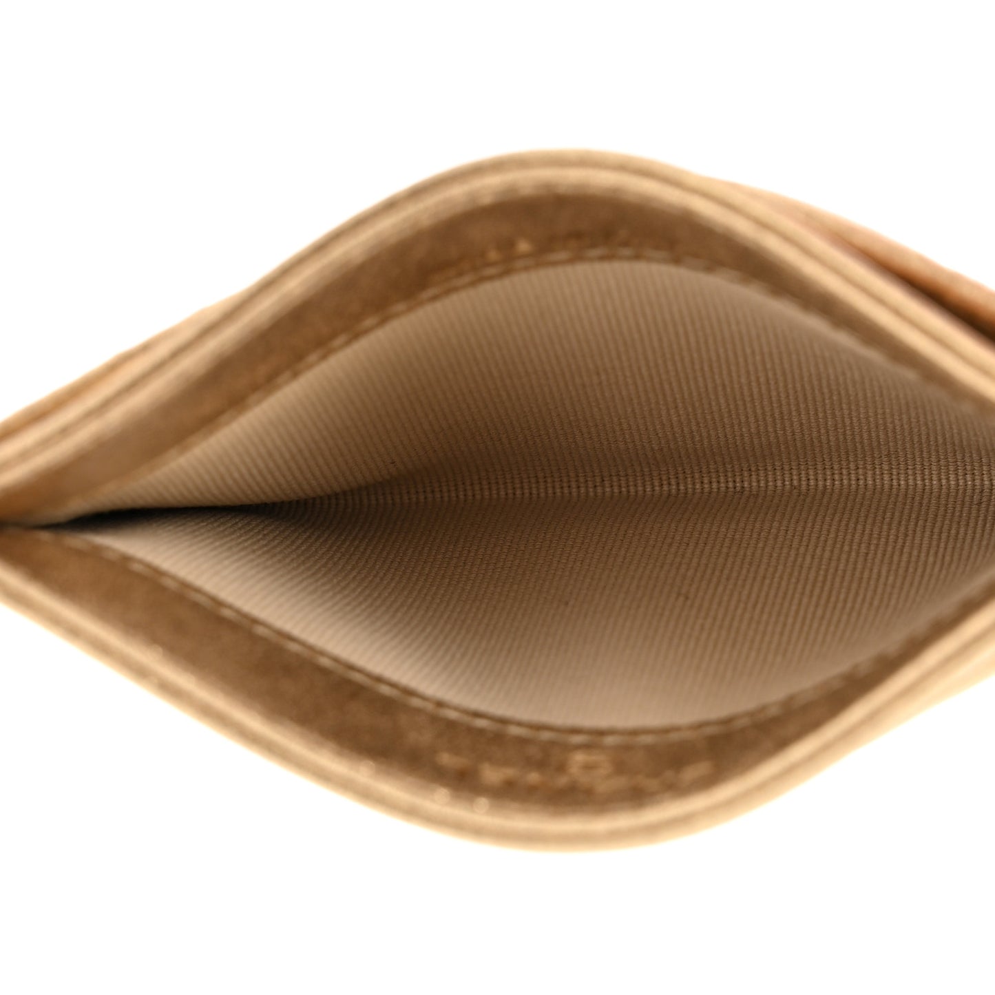 Metallic Lambskin Quilted CC Card Holder Gold
