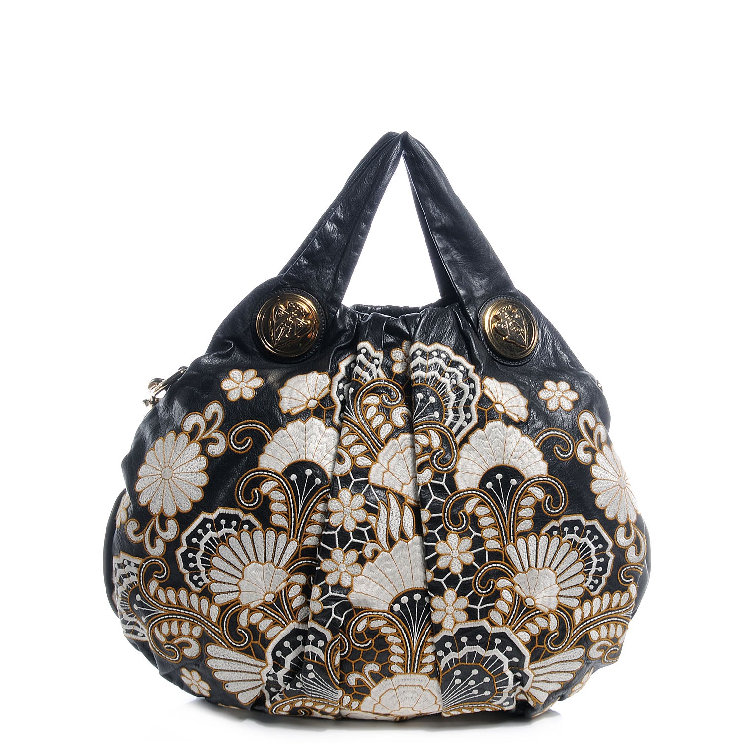 Gucci Leather Embroidered Large Hysteria Tote Black 1 of 8