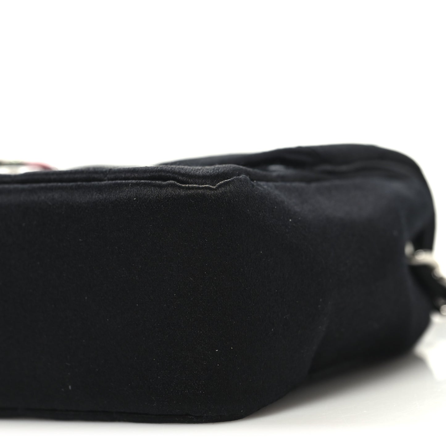 Satin Square Quilted Lipstick Charm Mini Flap Black