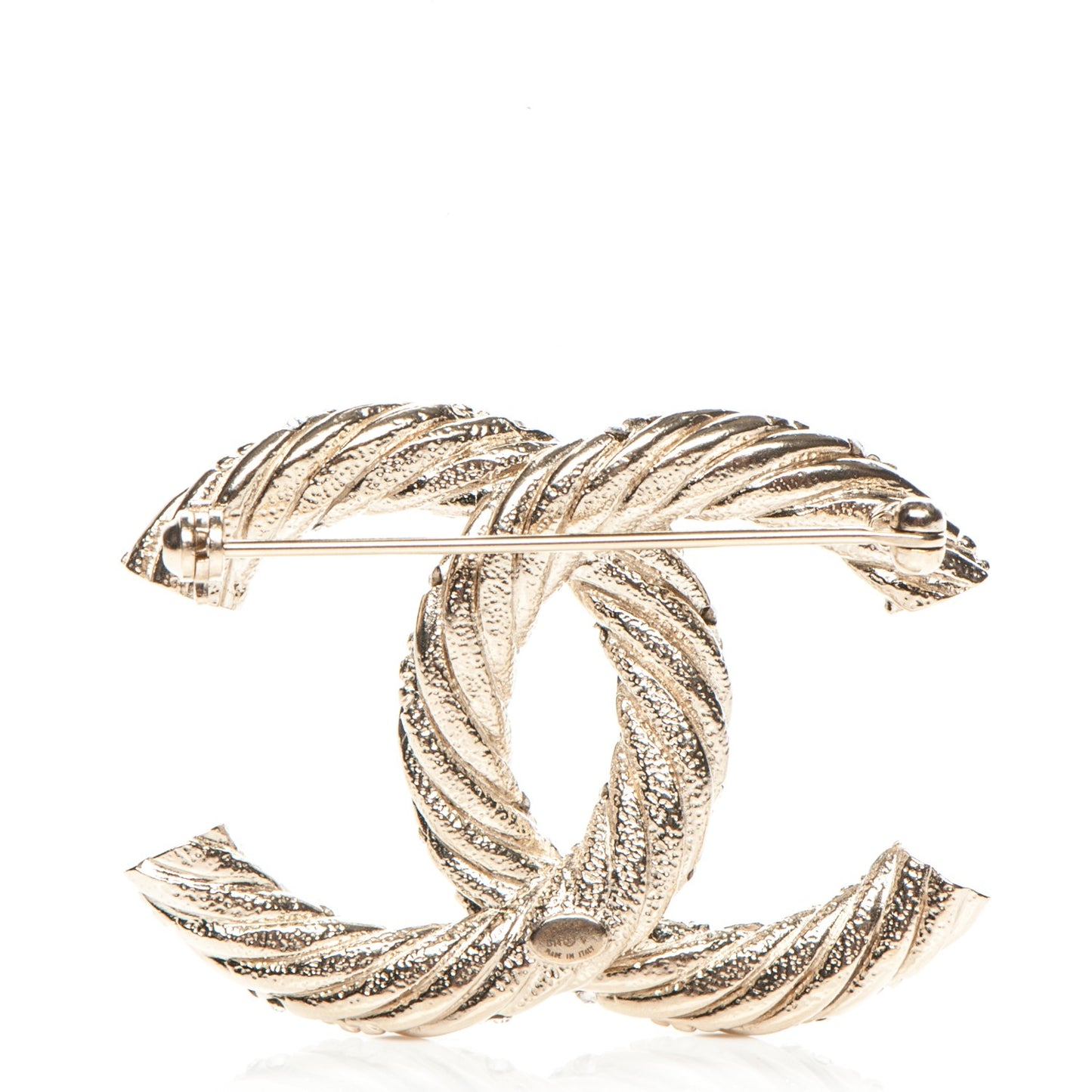 Crystal Twisted CC Brooch Light Gold
