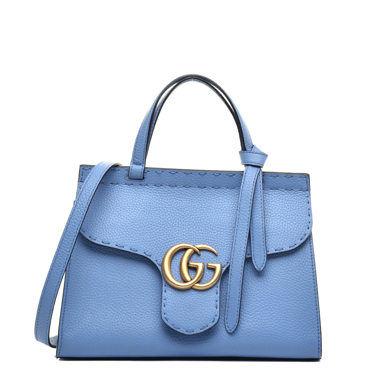 Calfskin Mini GG Marmont Top Handle Bag Clear Sky Blue