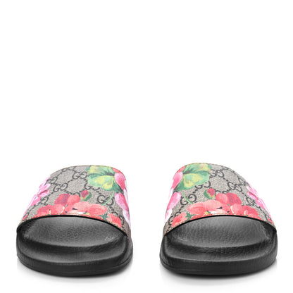 Gucci GG Supreme Monogram Blooms Slide Sandals 38 Beige Multicolor 2 of 7