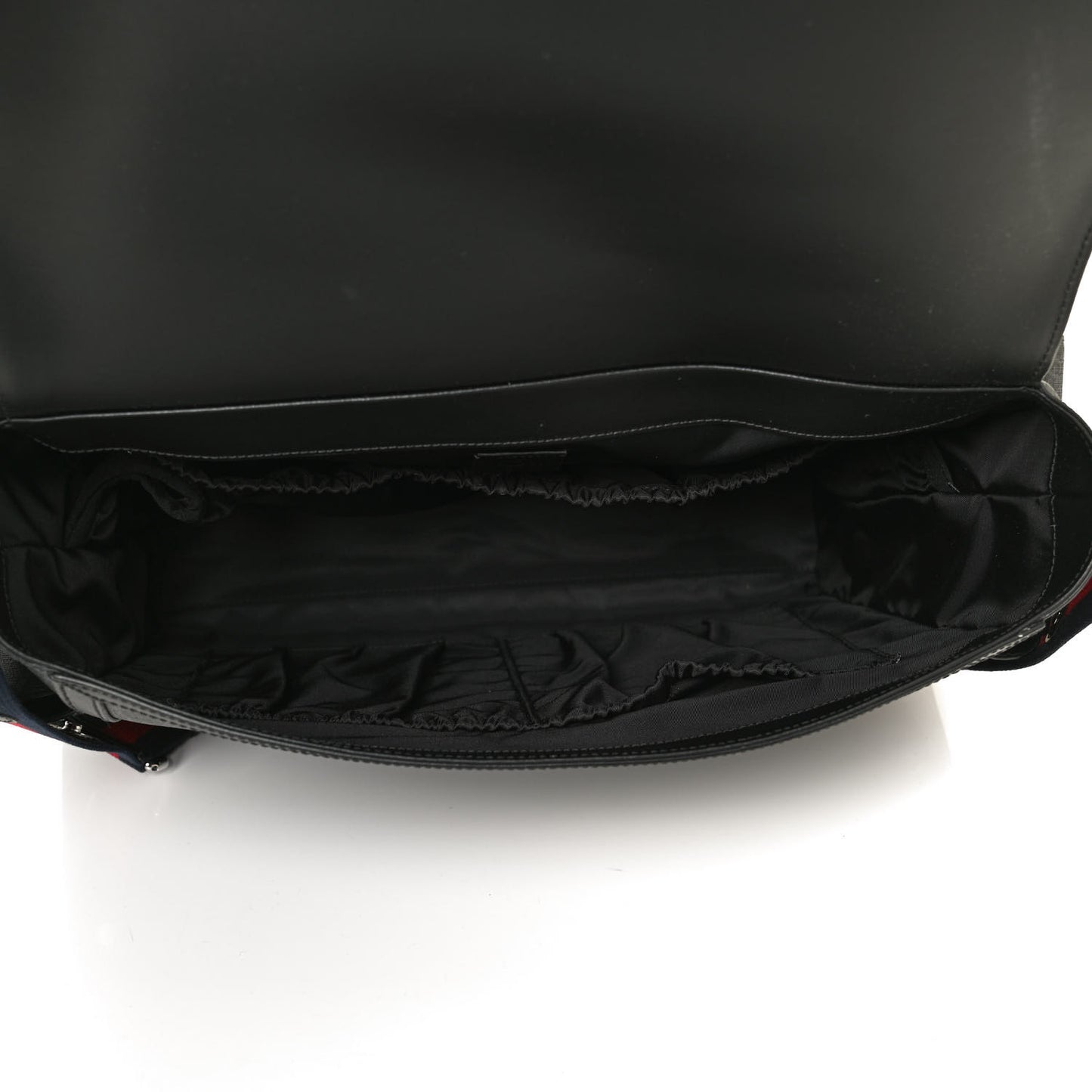 GG Supreme Monogram Web Messenger Diaper Bag Black Grey
