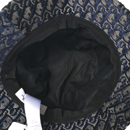 Christian Dior Velvet Oblique Large Brim Bucket Hat 59 Bleu Red 6 of 8