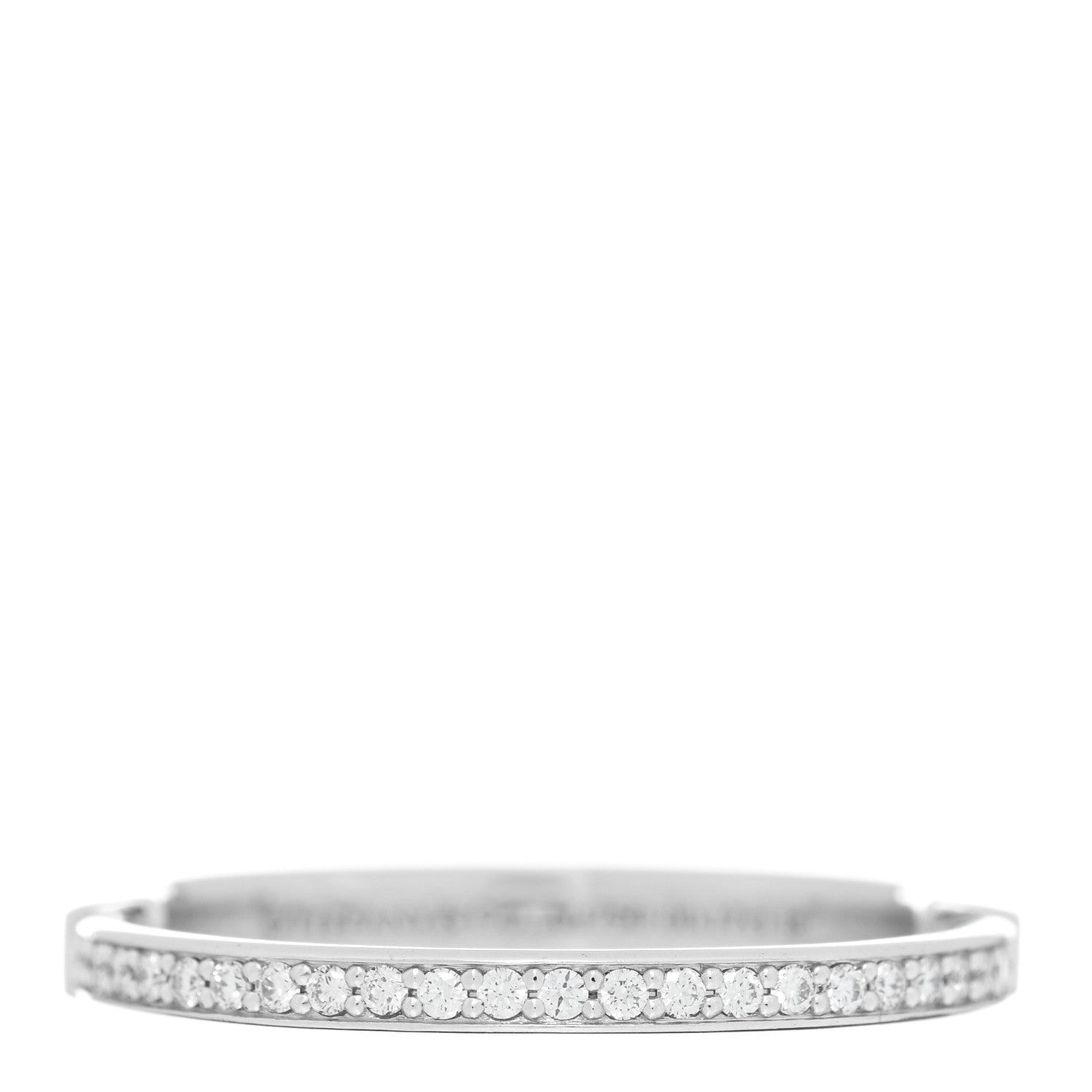 Tiffany 18K White Gold Diamond Lock Ring 63 10.5 1 of 6