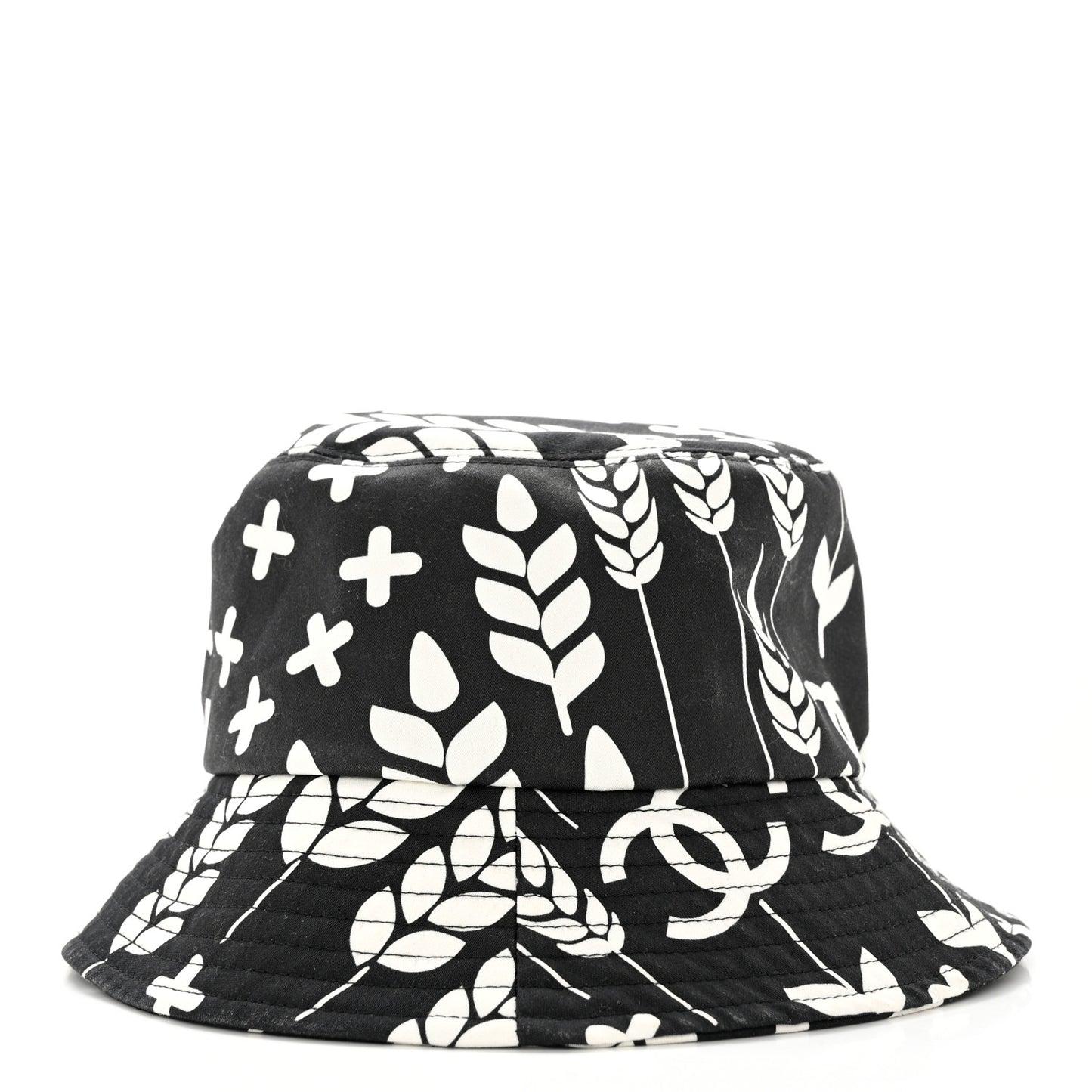Cotton Bucket Hat M Black White