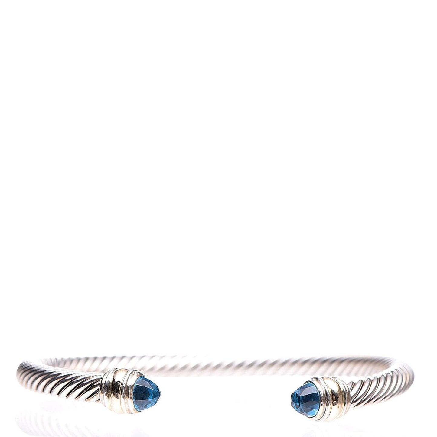 Sterling Silver 14K Yellow Gold Blue Topaz 5mm Cable Classics Bracelet
