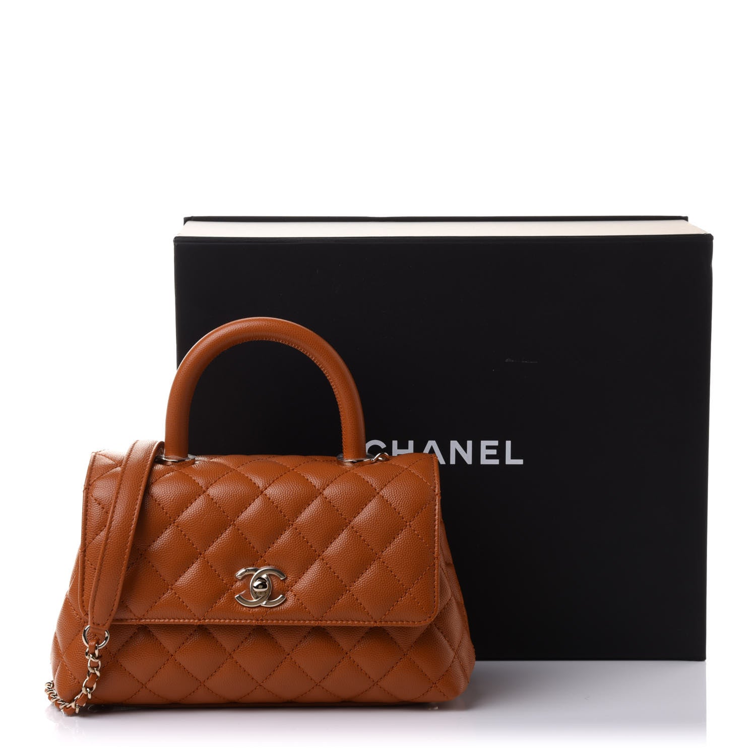 Chanel Caviar Quilted Mini Coco Handle Flap Light Brown 11 of 11
