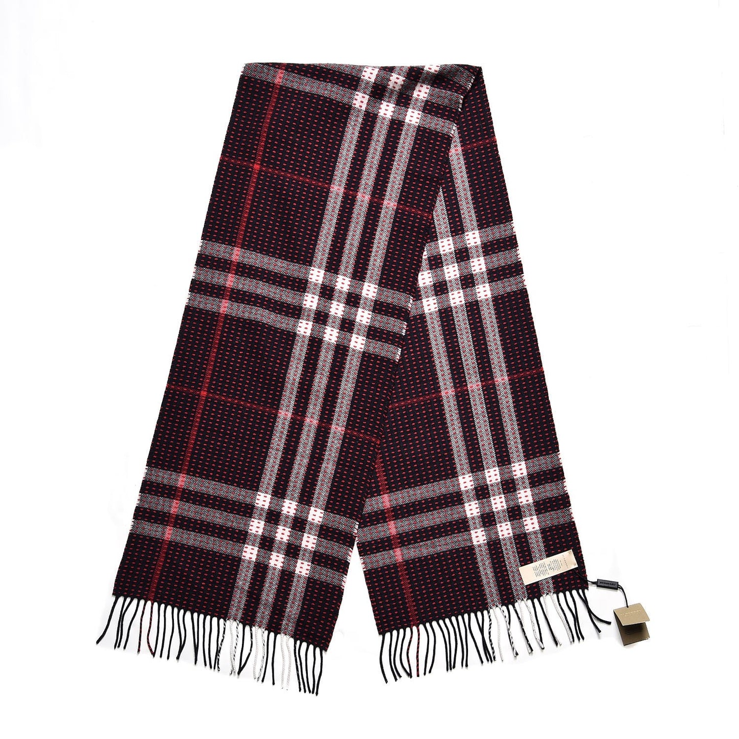 Cashmere Military Stitch Giant Check Scarf Navy