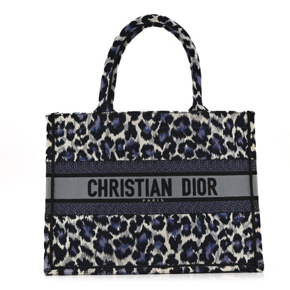 Christian Dior Canvas Mizza Embroidered Medium Leopard Book Tote Purple 1 of 10