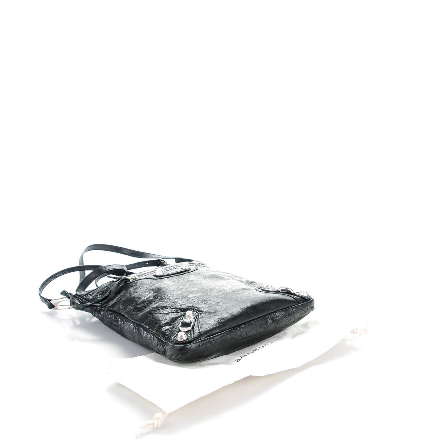 Agneau Giant 12 Silver Hardware Flat Crossbody Black