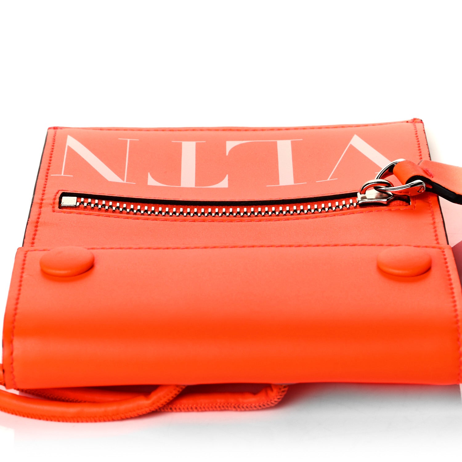 Valentino Garavani Calfskin VLTN Neck Strap Wallet Arancio 5 of 5