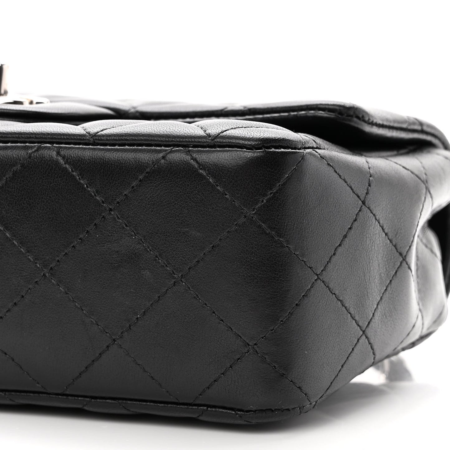 Lambskin Quilted Mini Rectangular Flap Black