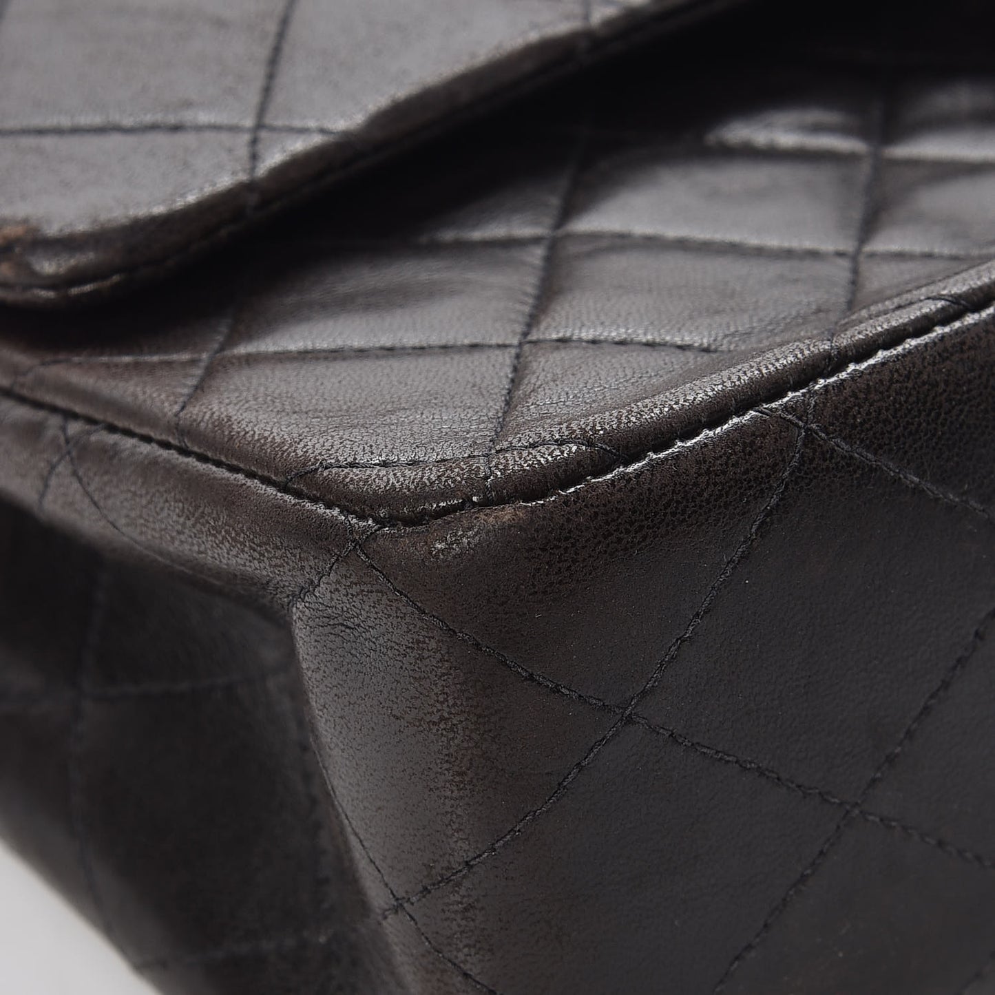 Lambskin Quilted Medium Double Flap Black