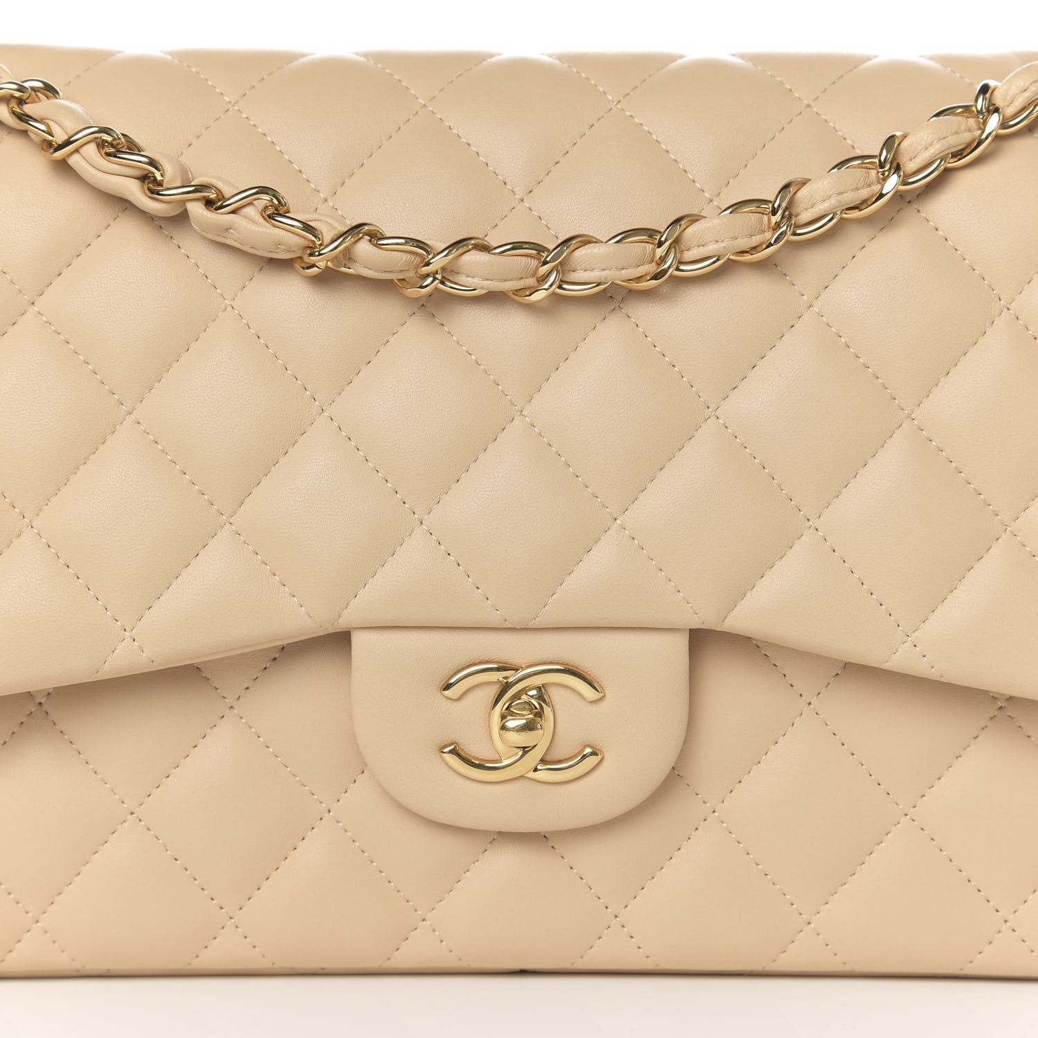 Chanel Lambskin Quilted Jumbo Double Flap Beige Clair 12 of 12