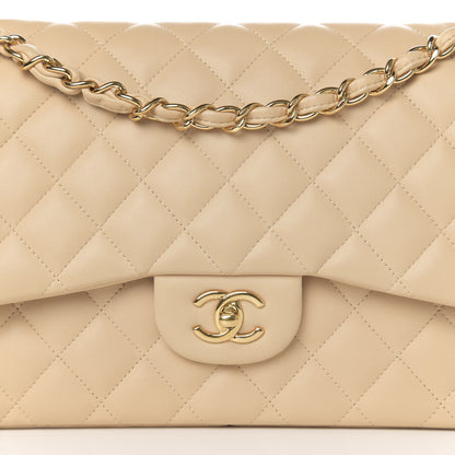 Chanel Lambskin Quilted Jumbo Double Flap Beige Clair 12 of 12