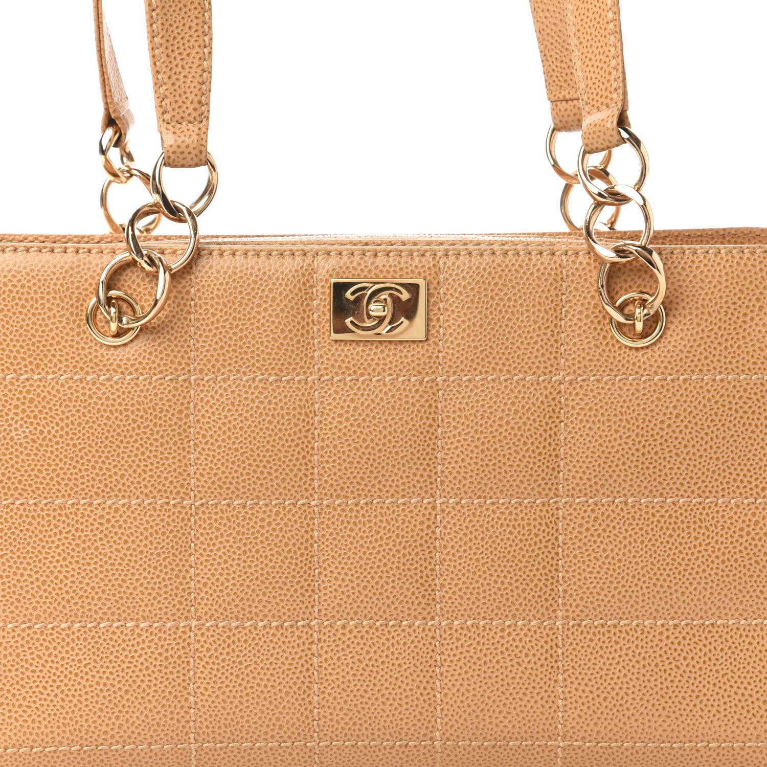 Chanel Caviar Chocolate Bar Quilted Shoulder Bag Beige 10 of 10
